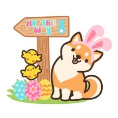Shiba Dog with Hop This Way Easter Sign