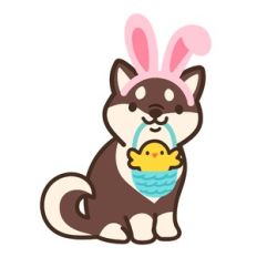 Shiba Inu Dog holding Easter Basket