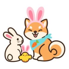 Easter Dog, Bunny and Chick Friends