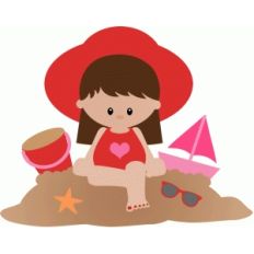 girl sitting on beach with hat, sunglasses,