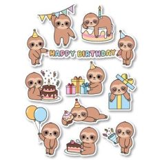 Birthday Sloths Planner Stickers