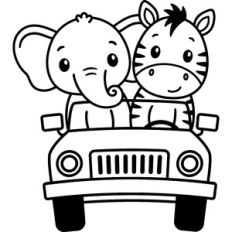 Elephant And Zebra On A Safari Jeep