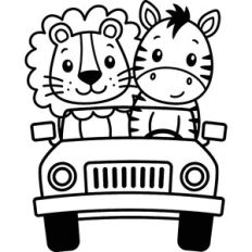 Lion And Zebra On A Safari Jeep