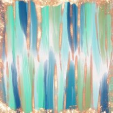 Blue, Turquoise and Gold Metallic Brush Stroke Background