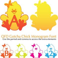 QFD Gotcha Chick Monogram Font