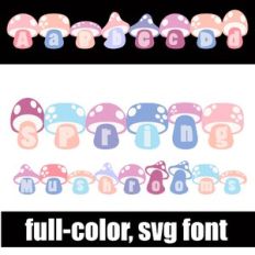 Spring Mushrooms Color Font