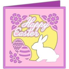 happy easter bunny and eggs card