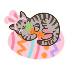Easter Tabby Cat with Carrot Toy