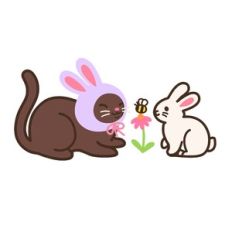 Easter Cat with Bunny and Flower