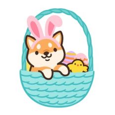 Shiba Inu Dog in an Easter Basket
