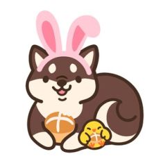 Easter Shiba Inu Dog with Hotcross Buns