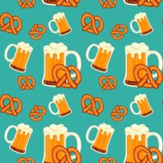 Beer and Pretzels Seamless Pattern