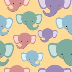 Yellow Elephants Seamless Pattern
