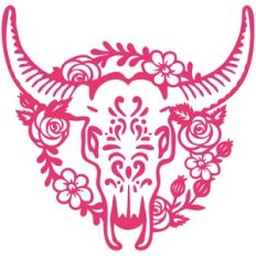 Painted Floral Bull Skull
