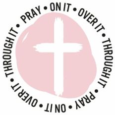 Pray On It Over It Through It Paint Cross Word Quote Circle