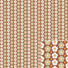 70s Retro Green, White and Brown Floral Printable Pattern