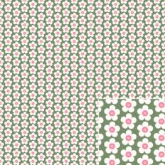 White and Pink Daisies on Sage Green Background Printable Pattern