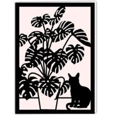 Cat with Monstera Houseplant Card