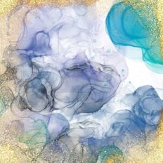 Blue Alcohol Ink Background with Gold Glitter Effect
