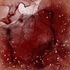Red Alcohol Ink Background with Gold Flakes