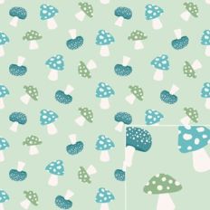 Blue, Green, White and Teal Fairy Mushroom Pattern Background