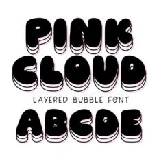 BFC Pink Cloud Layered 3D Retro Bubble Font
