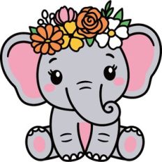 Elephant With Flowers Crown