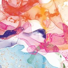 Rainbow Alcohol Ink Background Pattern With Gold Foil Glitter Effect
