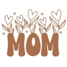 Retro Mom Heart Flowers