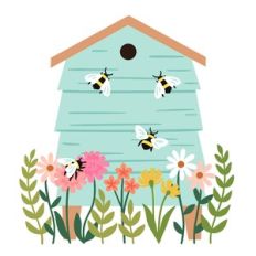 Bee Hive House with Flowers