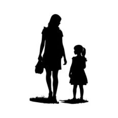 Mother And Daughter Walking Silhouette