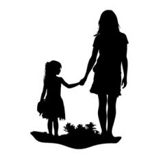 Mother And Daughter Walking Silhouette