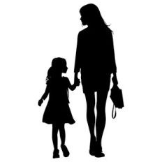 Mother And Daughter Walking Silhouette