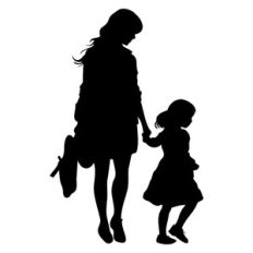 Mother And Daughter Walking Silhouette