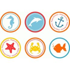 summer sea life tags toppers circles