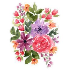Spring Watercolor Flower Arrangement Print and Cut