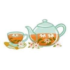 Teapot and Teacup with Flowers