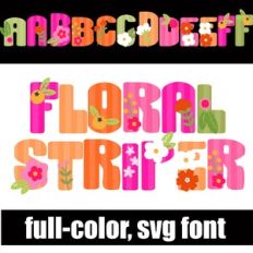 Floral Striper Color Font