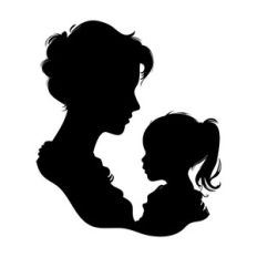 Silhouette Of Mother And Daughter