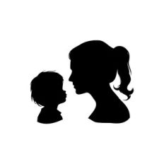 Silhouette Of Mother And Child