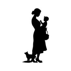 Silhouette Of Mother And Baby
