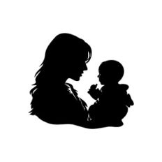 Silhouette Of Mother And Baby