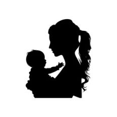 Silhouette Of Mother And Baby