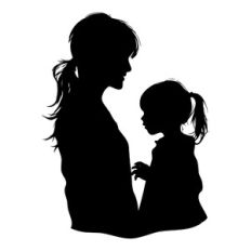 Silhouette Of Mother And Daughter