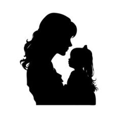 Silhouette Of Mother And Young Daughter