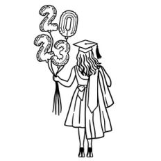 Grad Girl with 2023 Balloons