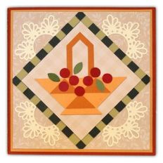 Card Quilt Block Cherries Basket