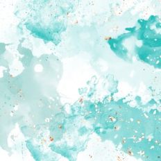 Teal Watercolour Paint Background with Gold Foil Metallic Flakes Patte