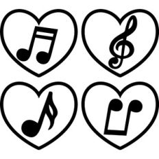 musical notes hearts