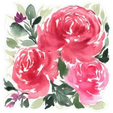 Red Watercolor Mother's Day Valentines Roses Print and Cut